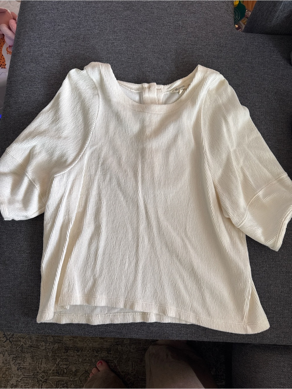 Madewell Cream Textured Short-Sleeve Tunic Top